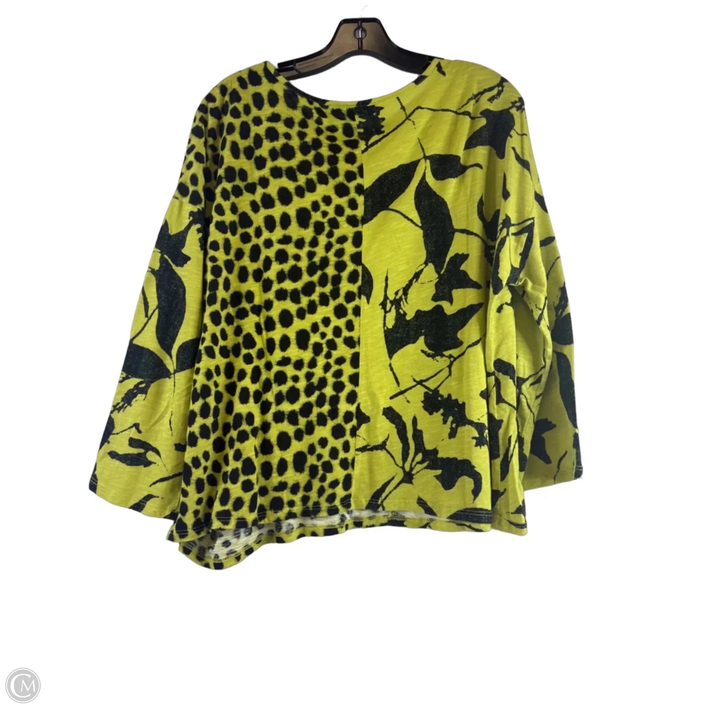 Top 3/4 Sleeve By Habitat In Black & Green, Size: M