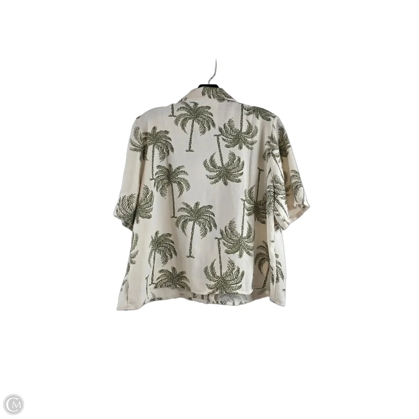 Top Short Sleeve By Tamara H In Cream & Green, Size: L