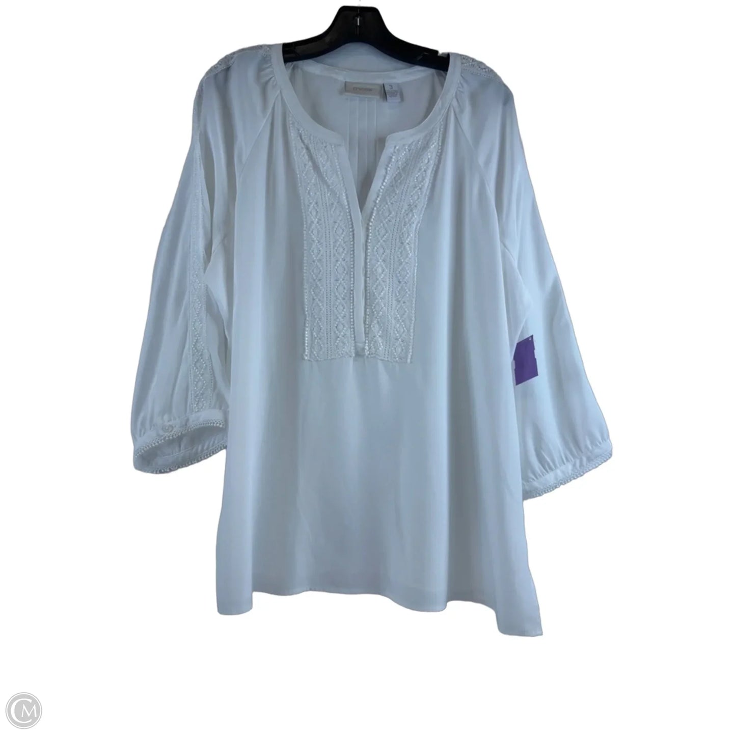 Top 3/4 Sleeve By Chicos In White, Size: Xl