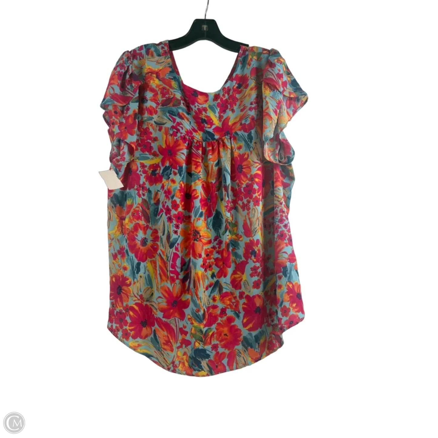 Top Short Sleeve By Premise In Floral Print, Size: 1x