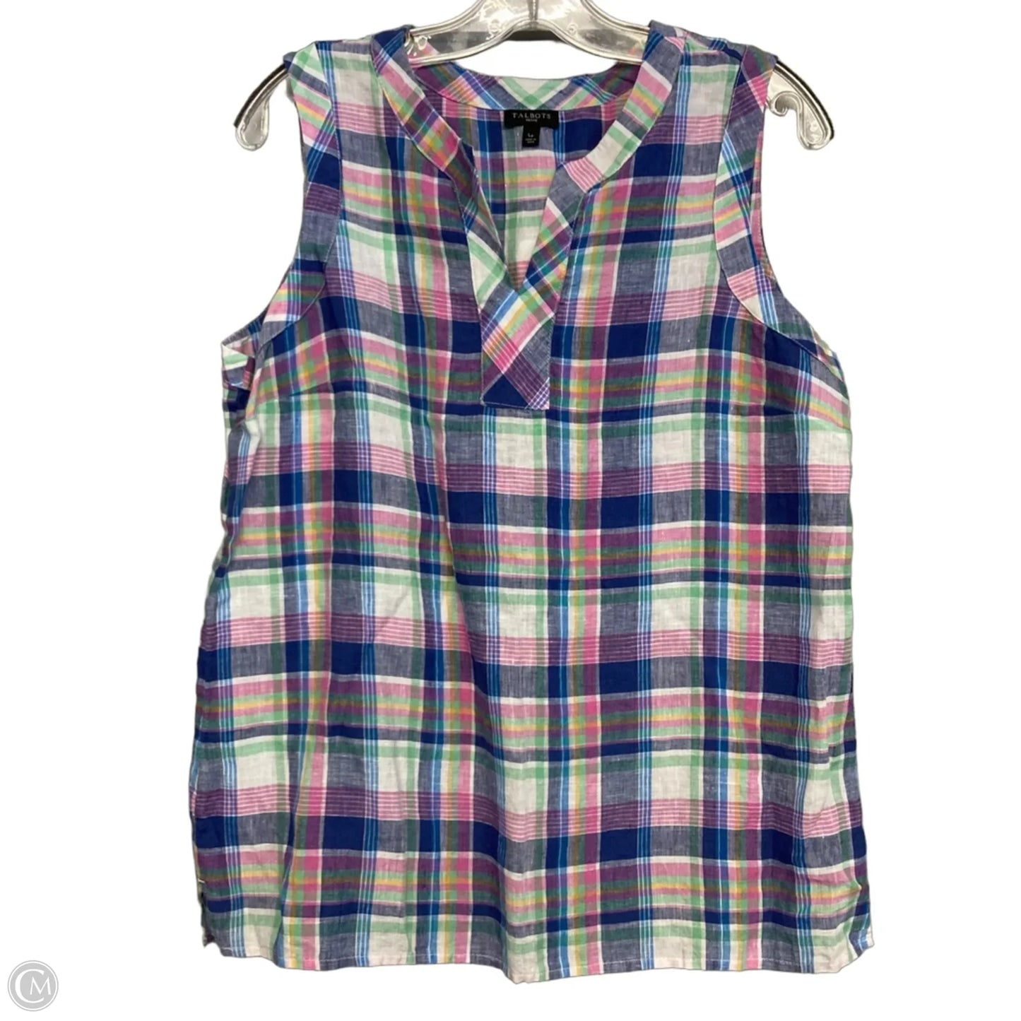 Top Sleeveless By Talbots In Plaid Pattern, Size: Lp