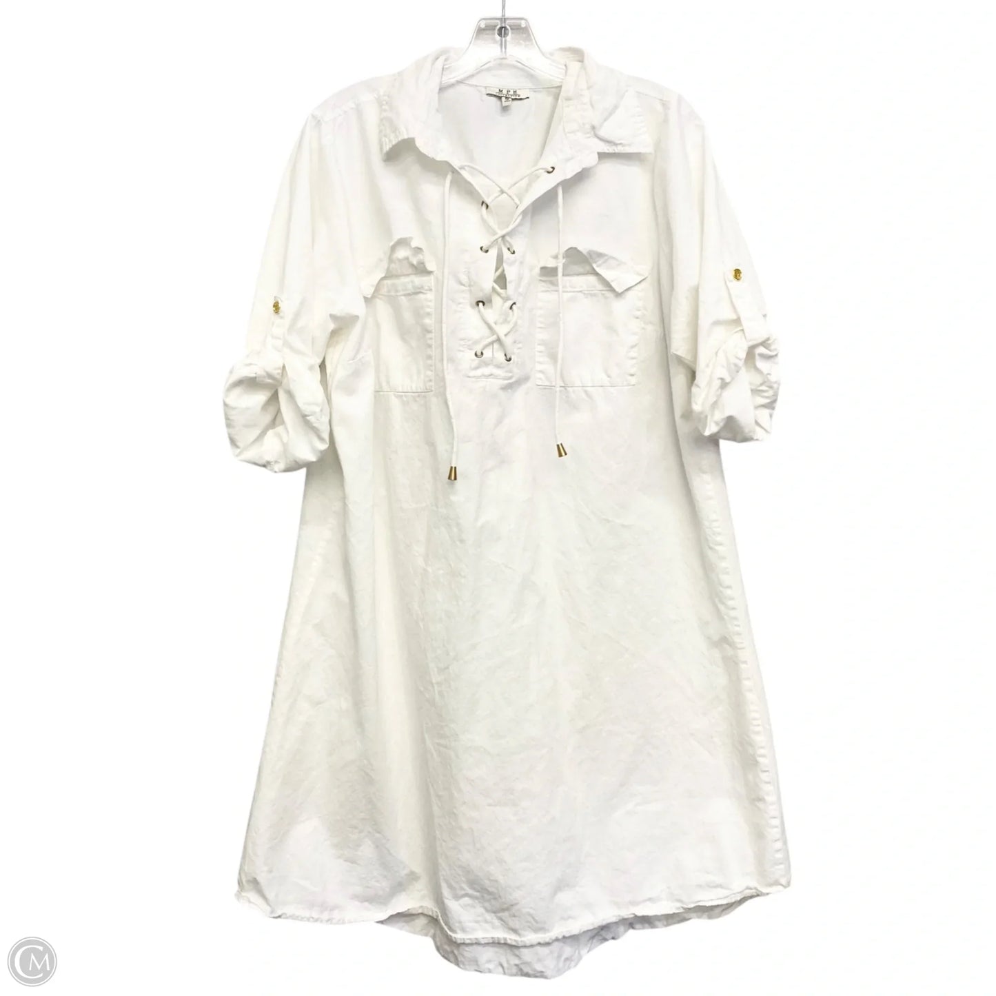 Dress Casual Midi By Mph In White, Size: 1x