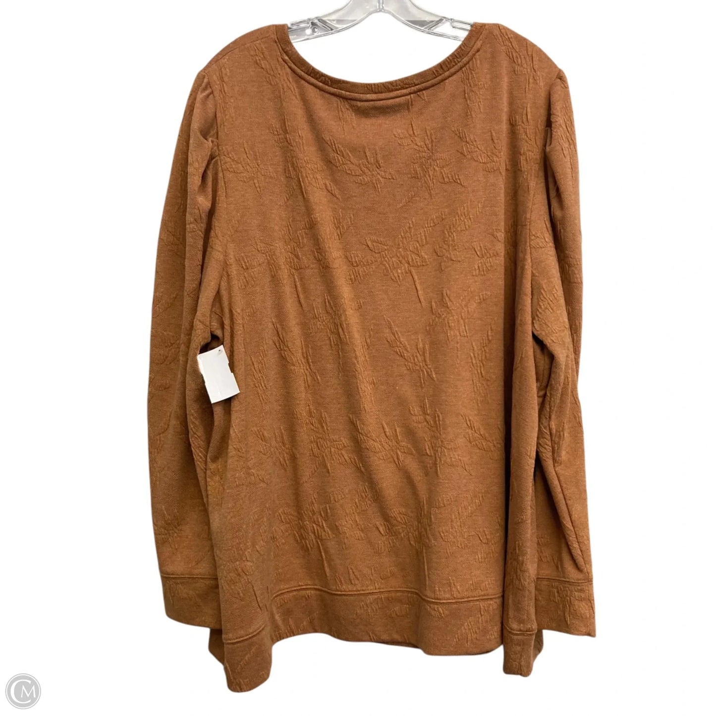 Top Long Sleeve Basic By Evri In Brown, Size: 3x