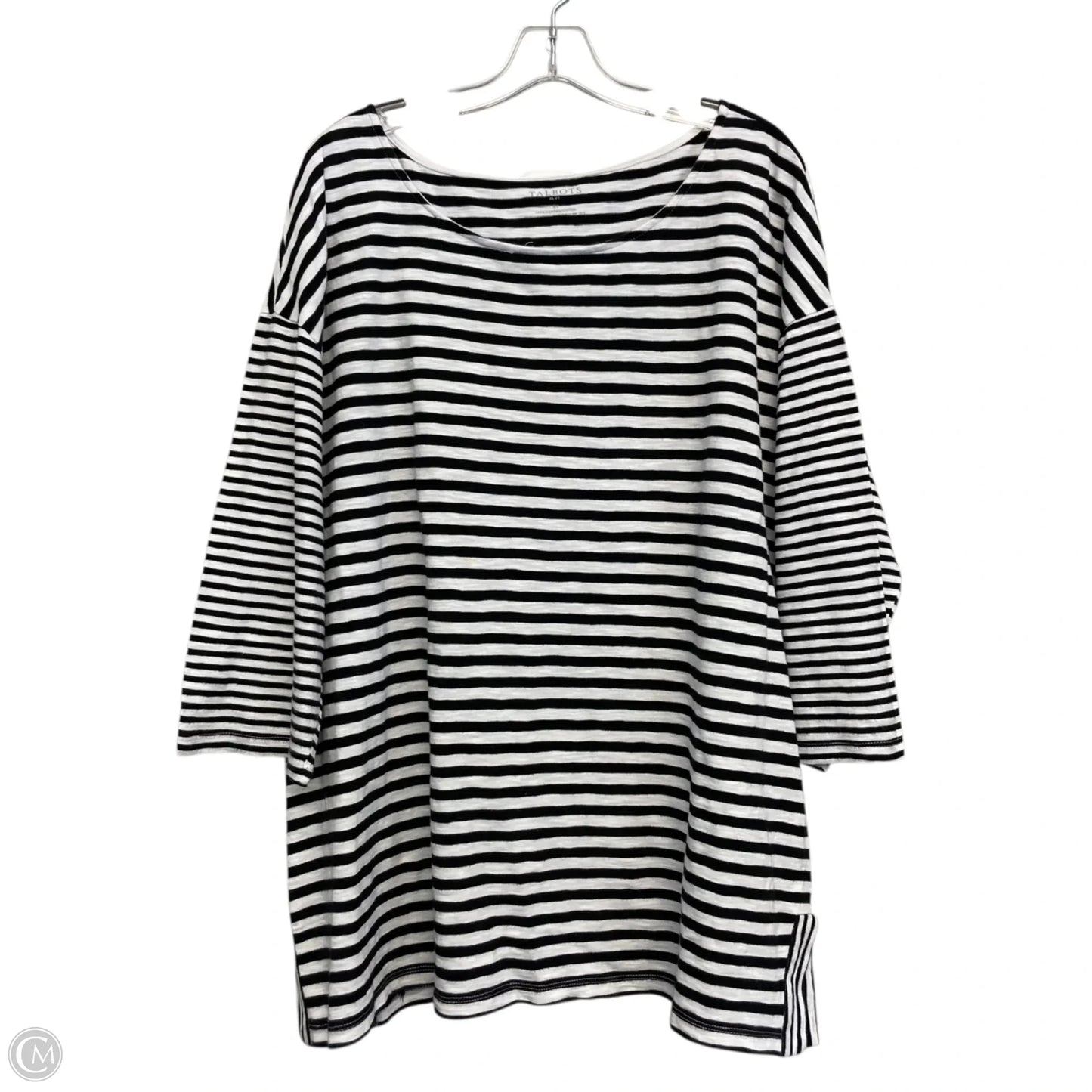 Top 3/4 Sleeve By Talbots In Black & White, Size: 3x