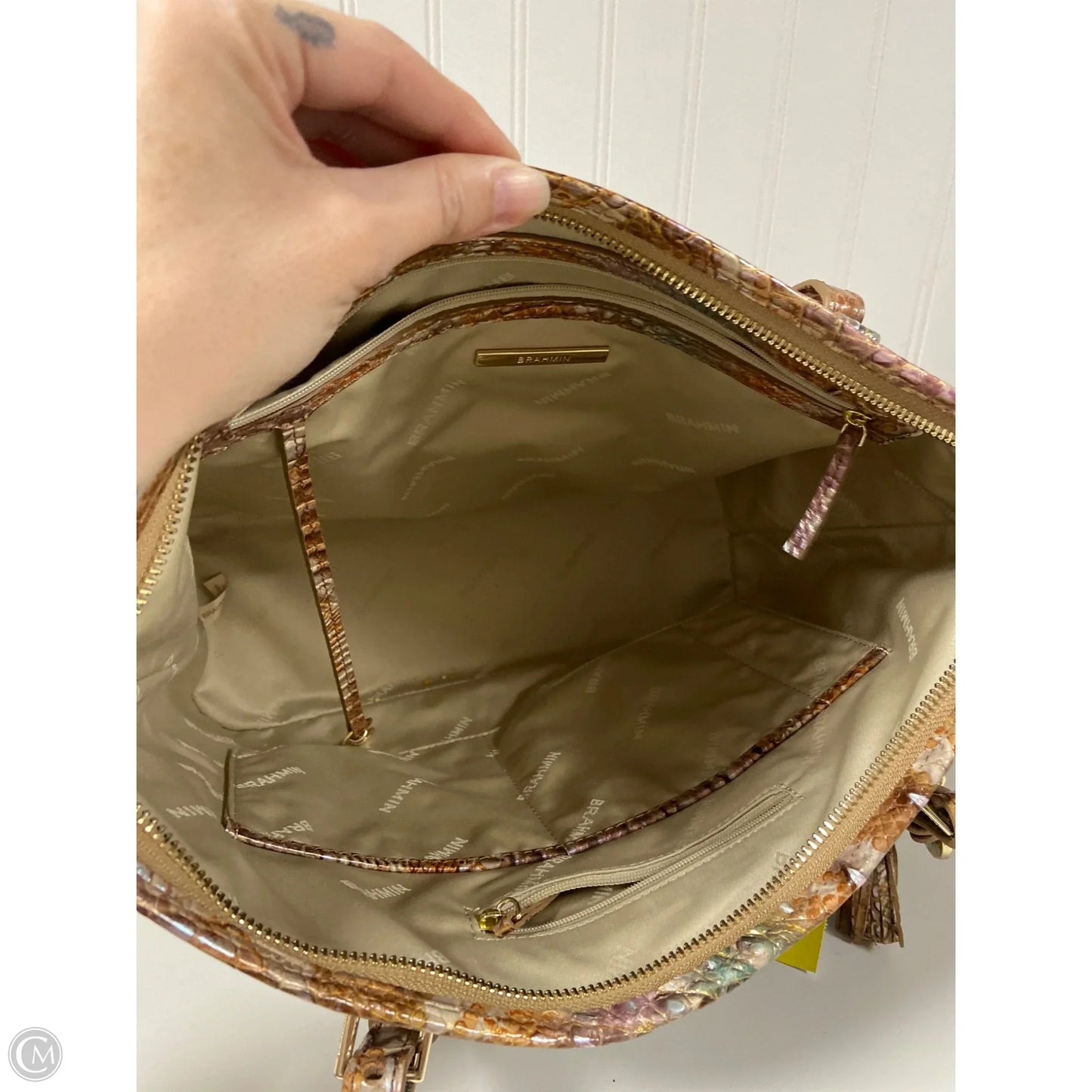 Handbag Designer By Brahmin, Size: Large