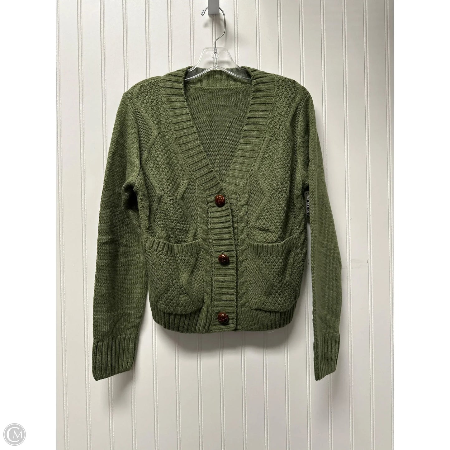 Sweater Cardigan By Clothes Mentor In Green, Size: S