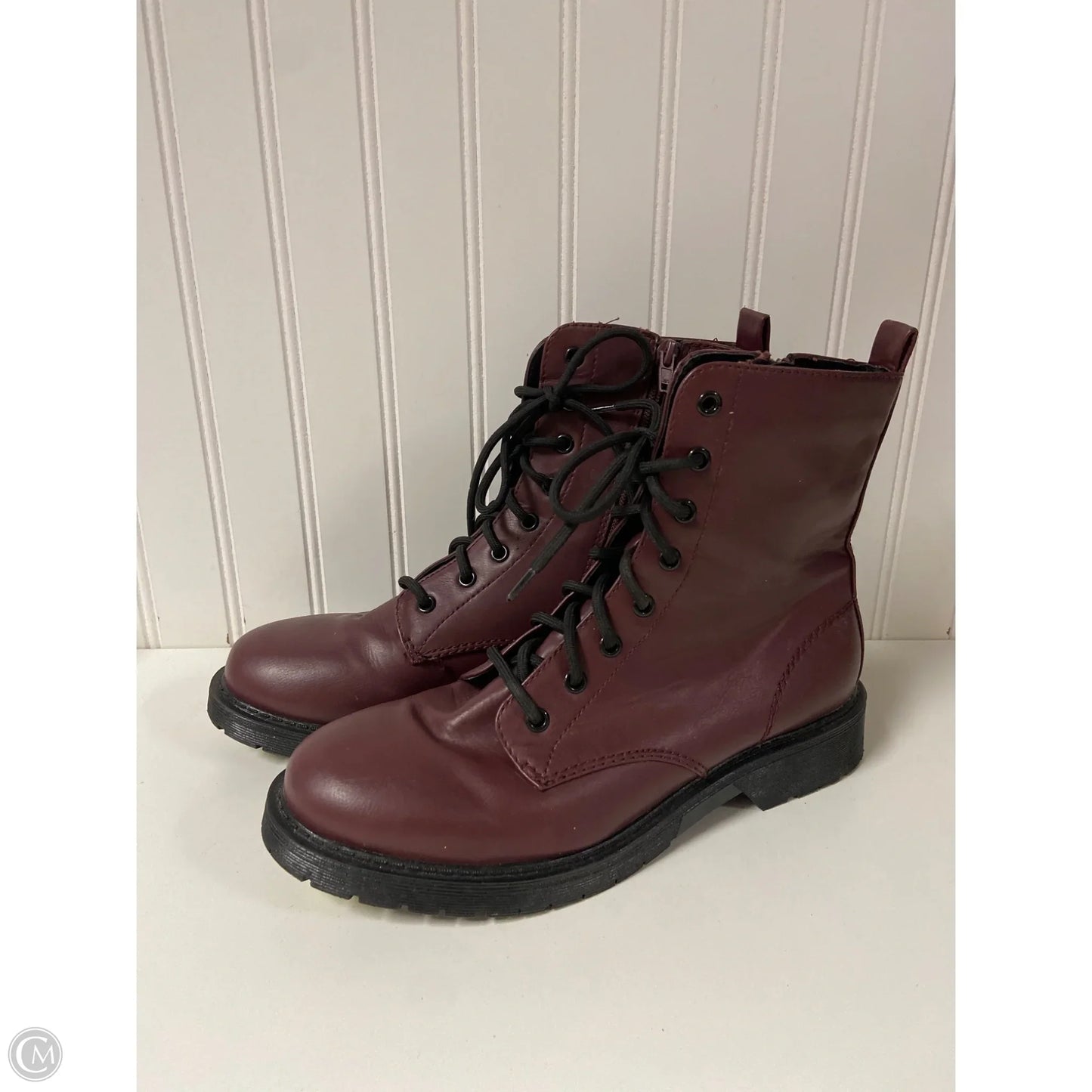 Boots Combat By Time And Tru In Maroon, Size: 10