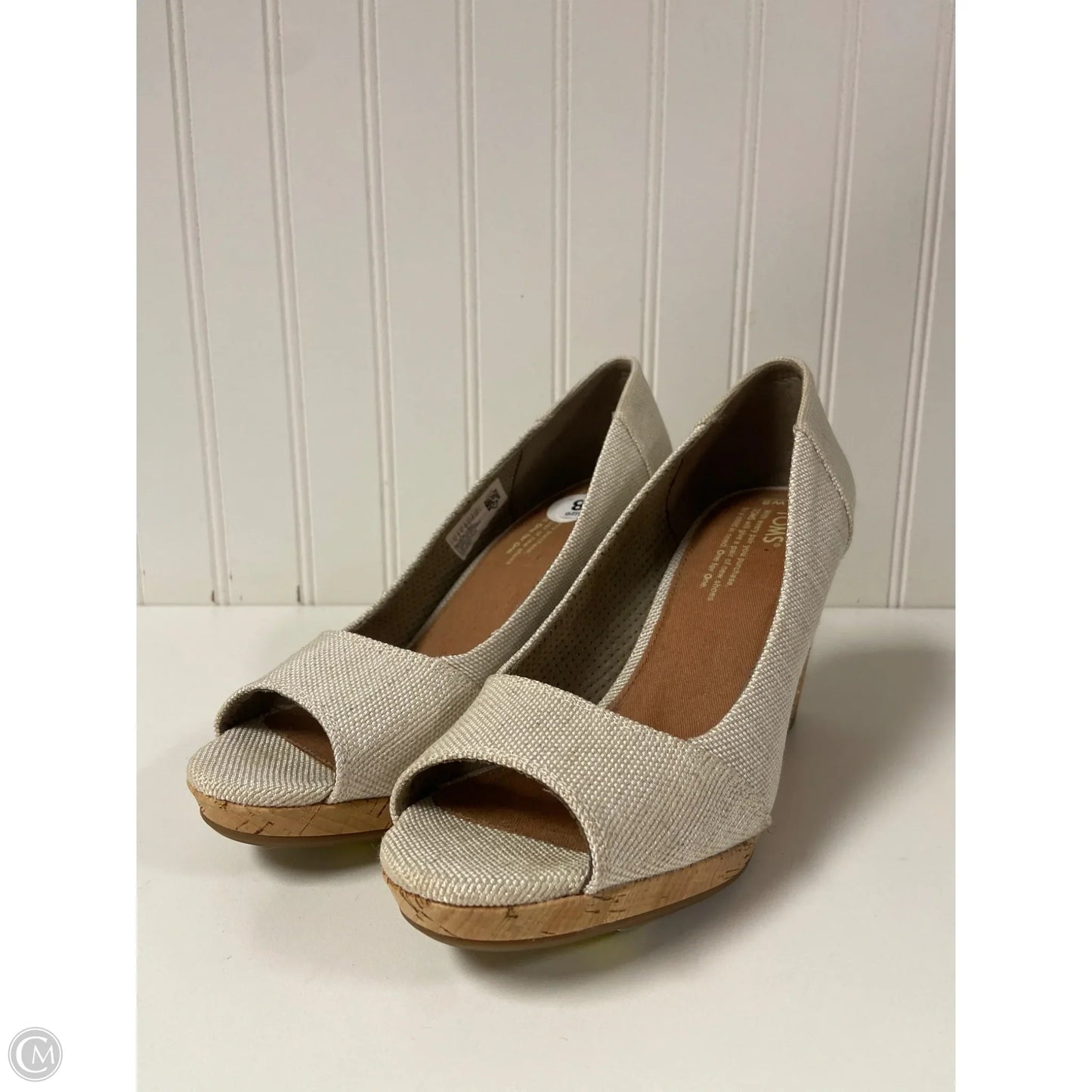 Shoes Heels Wedge By Toms In Beige, Size: 8