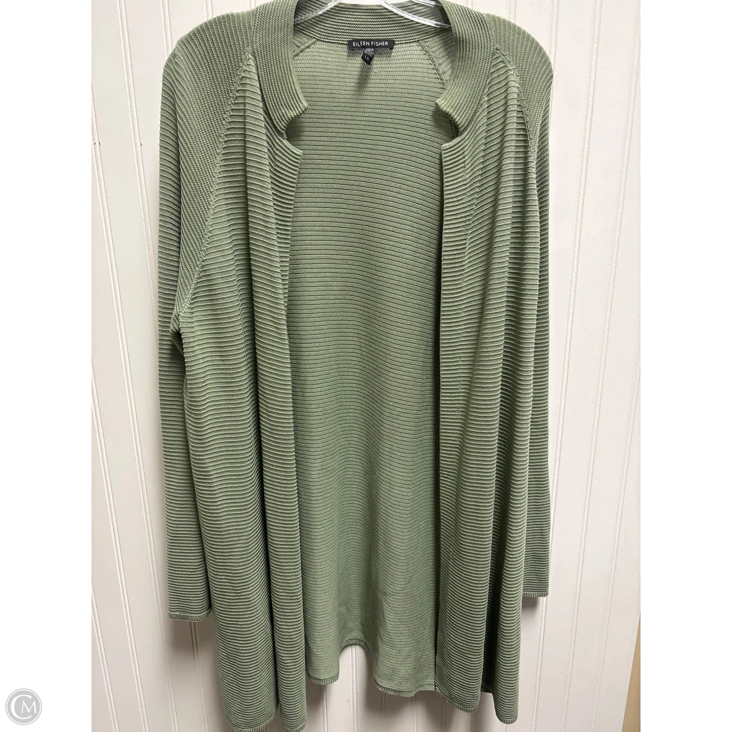 Sweater Cardigan By Eileen Fisher In Green, Size: L