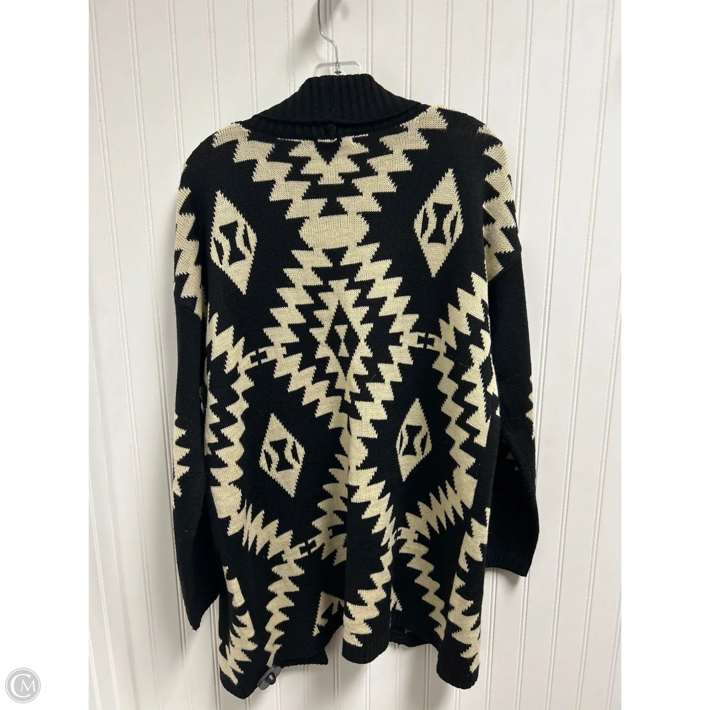 Sweater Cardigan By Timing In Black & Cream, Size: L
