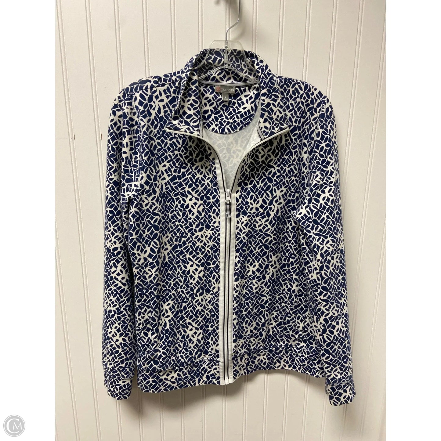 Athletic Jacket By Talbots In Blue & White, Size: L