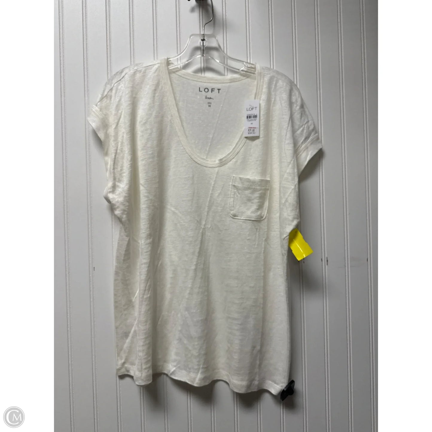 Top Short Sleeve By Loft In Cream, Size: M