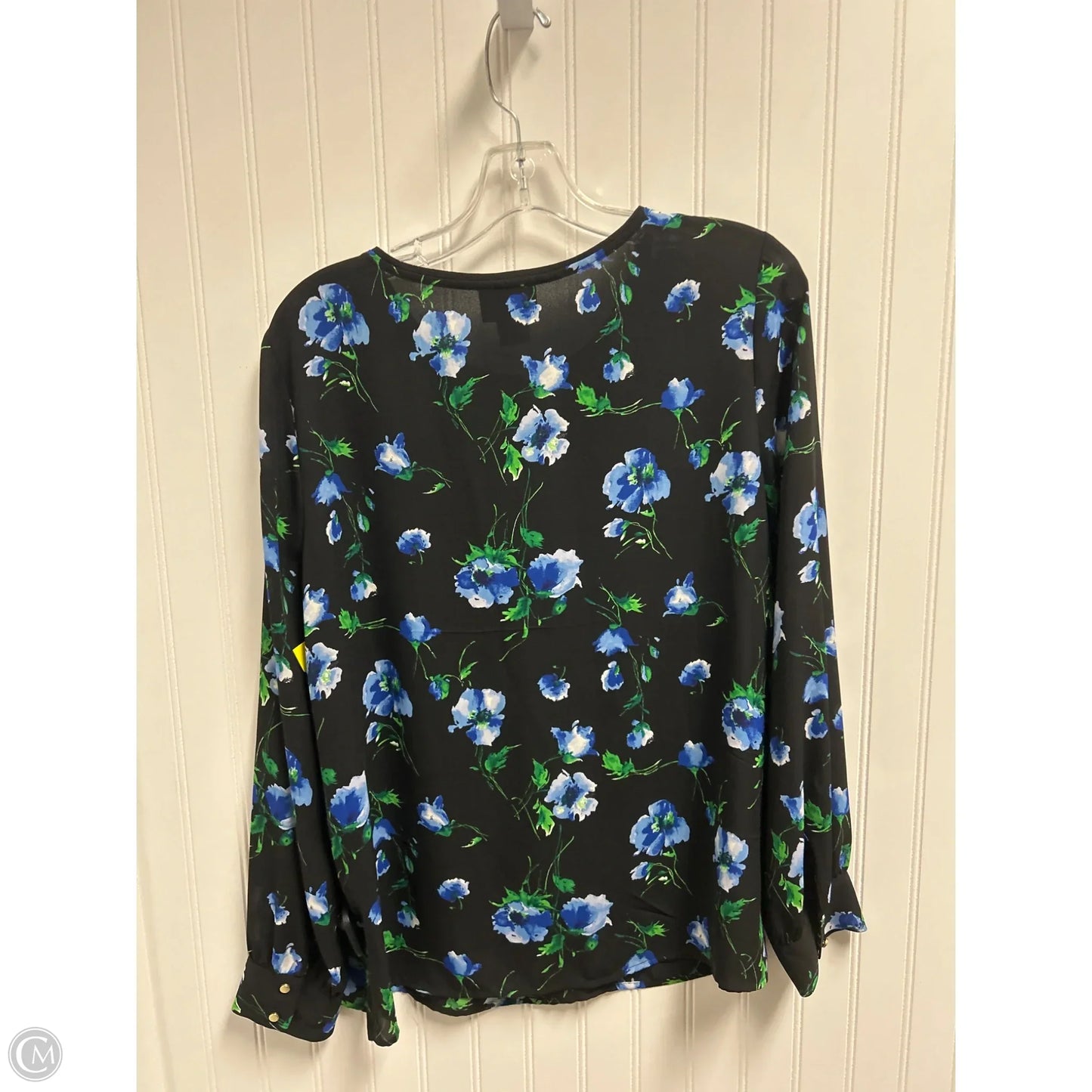 Top Long Sleeve By Liz Claiborne In Black & Blue, Size: M