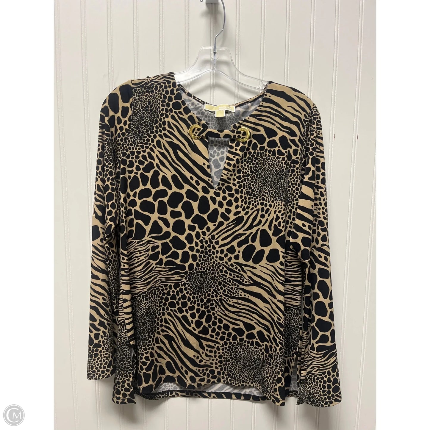 Top Long Sleeve By Michael By Michael Kors In Animal Print, Size: L