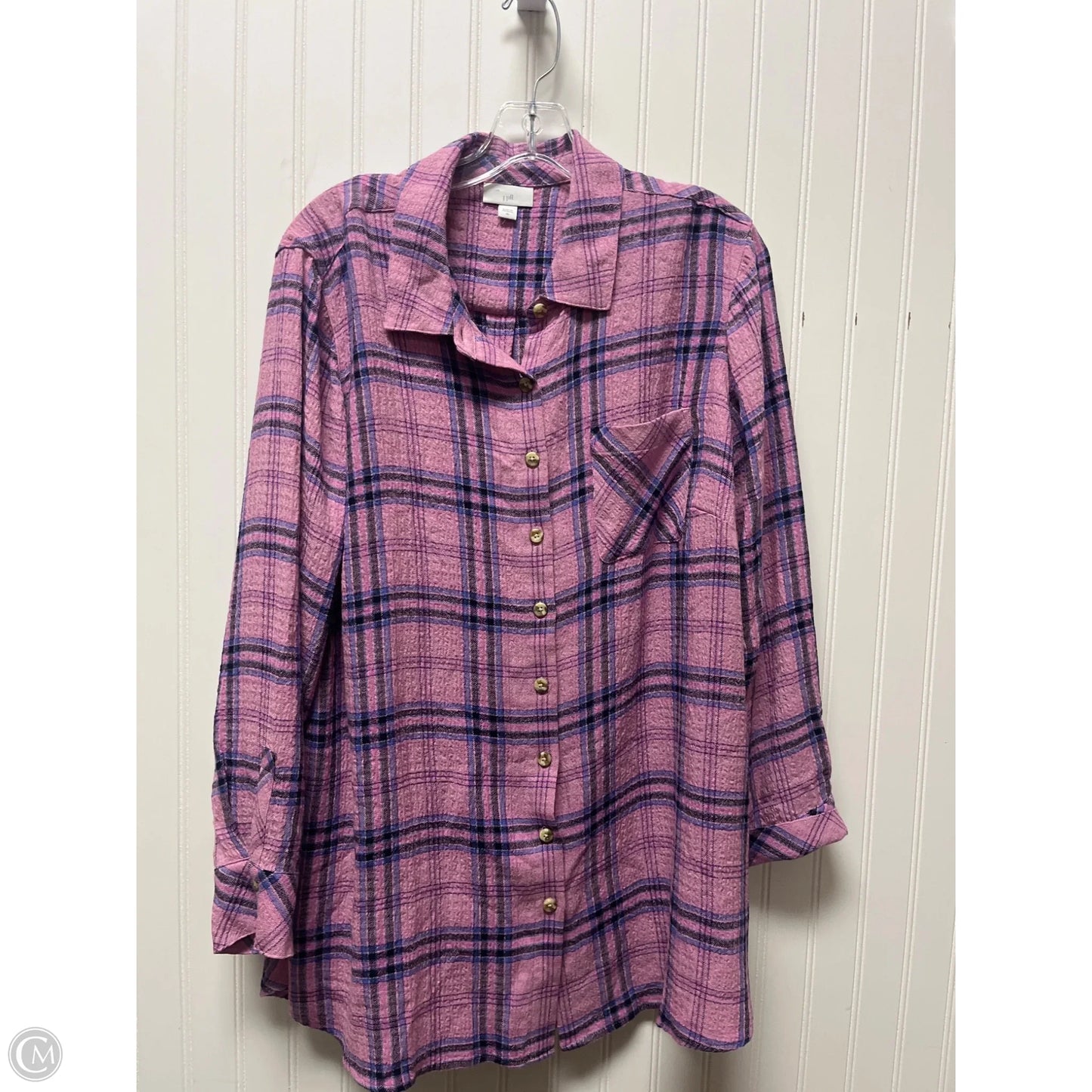 Top Long Sleeve By J. Jill In Plaid Pattern, Size: Xl