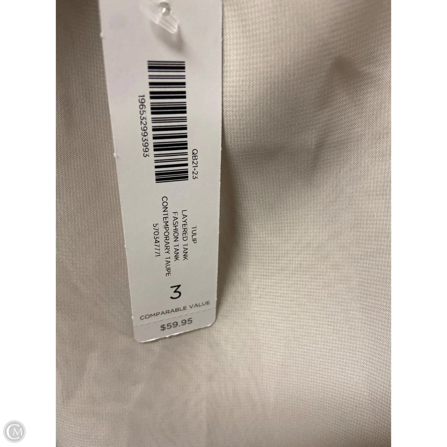 Top Sleeveless By Chicos In Taupe, Size: Xl