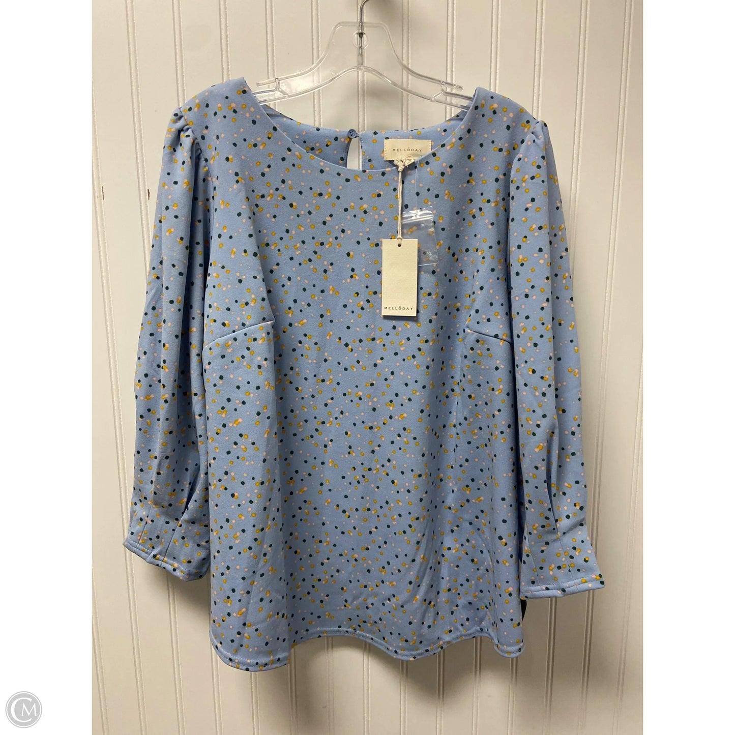 Top 3/4 Sleeve By Melloday In Blue, Size: 1x