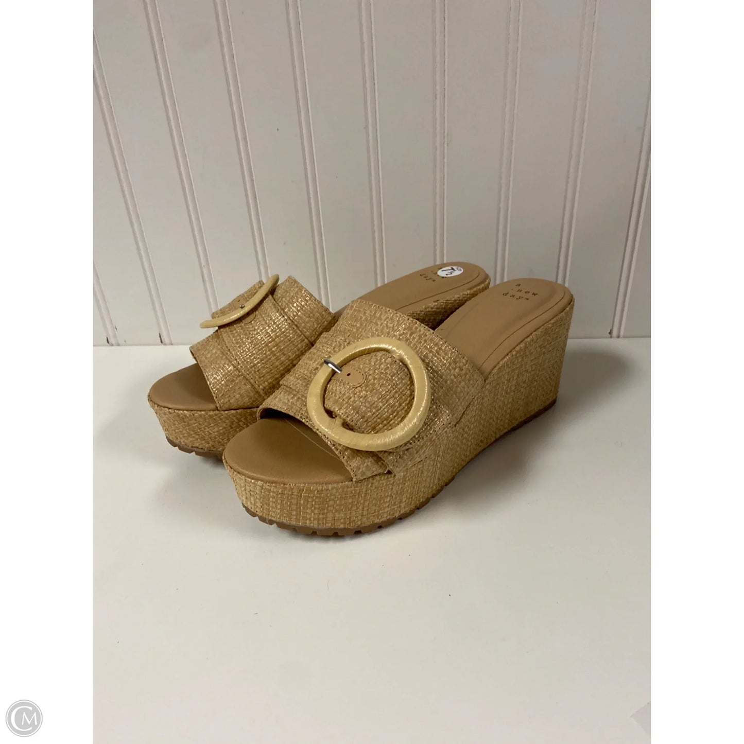 Sandals Heels Wedge By A New Day In Beige, Size: 7.5