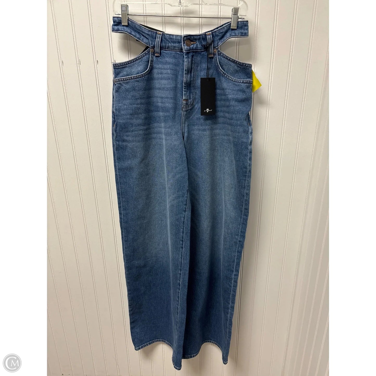 Jeans Wide Leg By 7 For All Mankind In Blue Denim, Size: 4