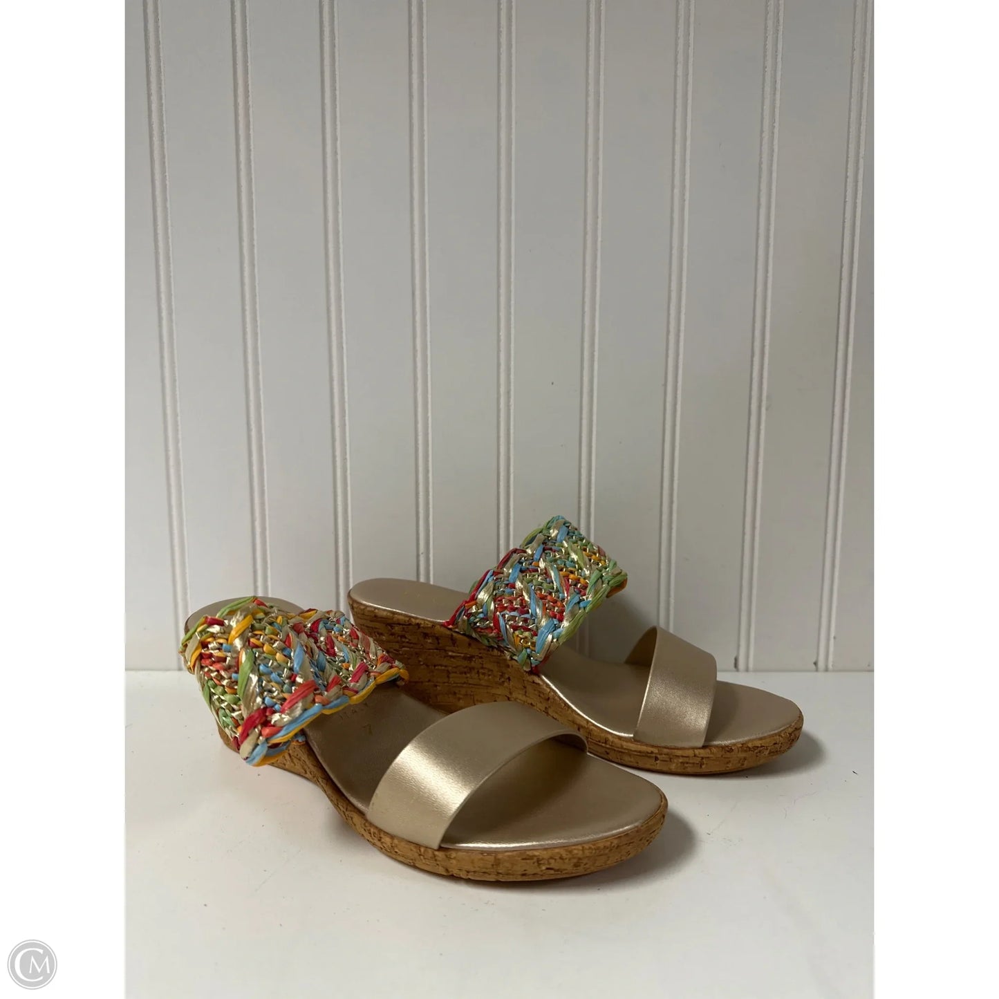 Sandals Heels Wedge By Italian Shoemakers In Multi-colored, Size: 7