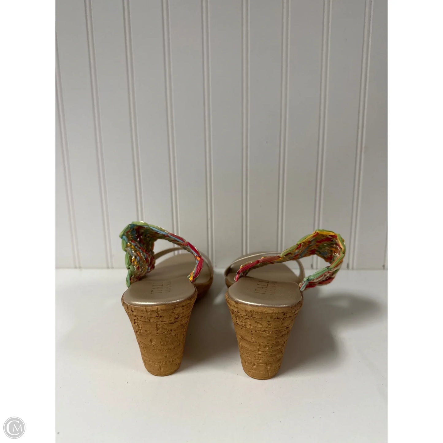 Sandals Heels Wedge By Italian Shoemakers In Multi-colored, Size: 7