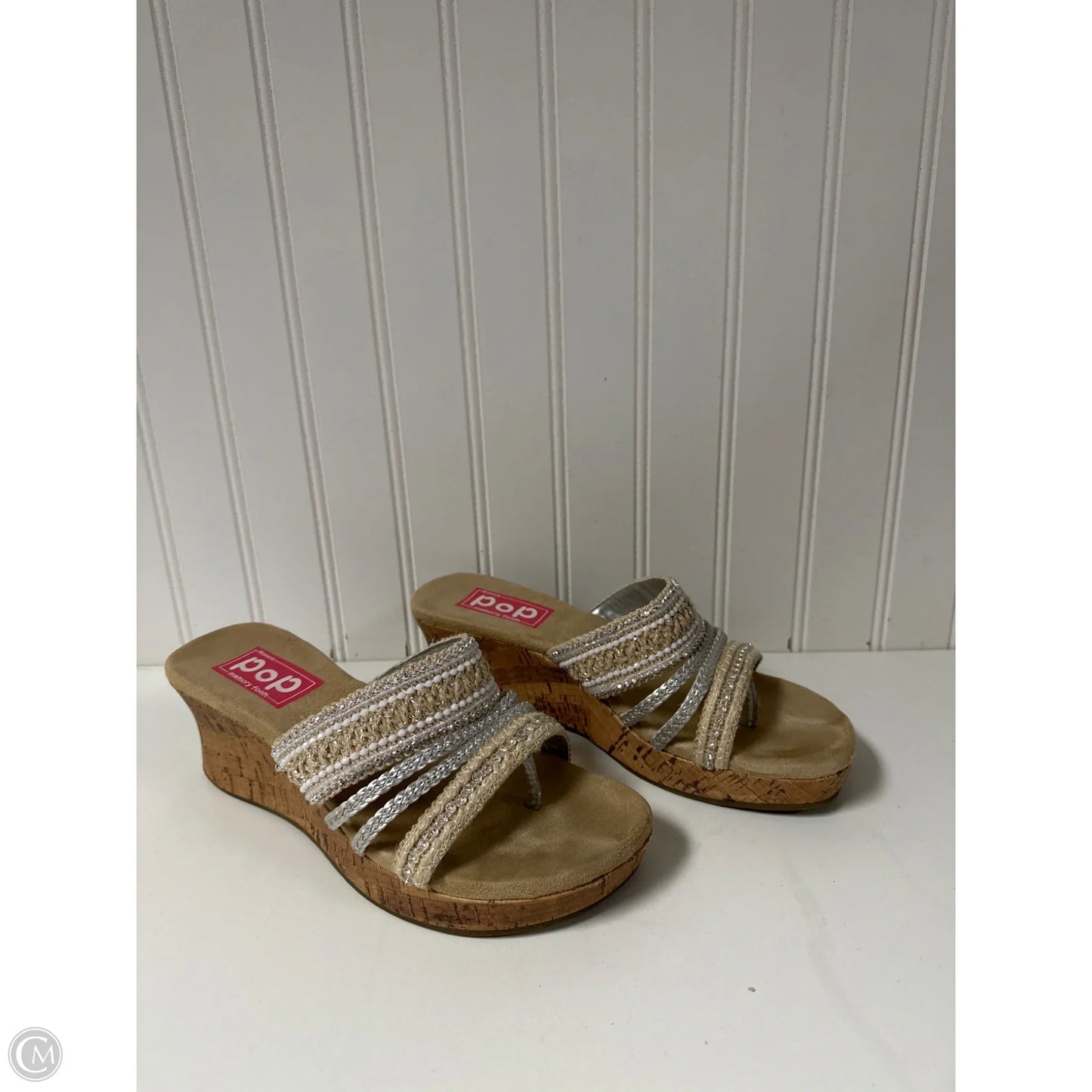 Sandals Heels Wedge By Clothes Mentor In Cream, Size: 8