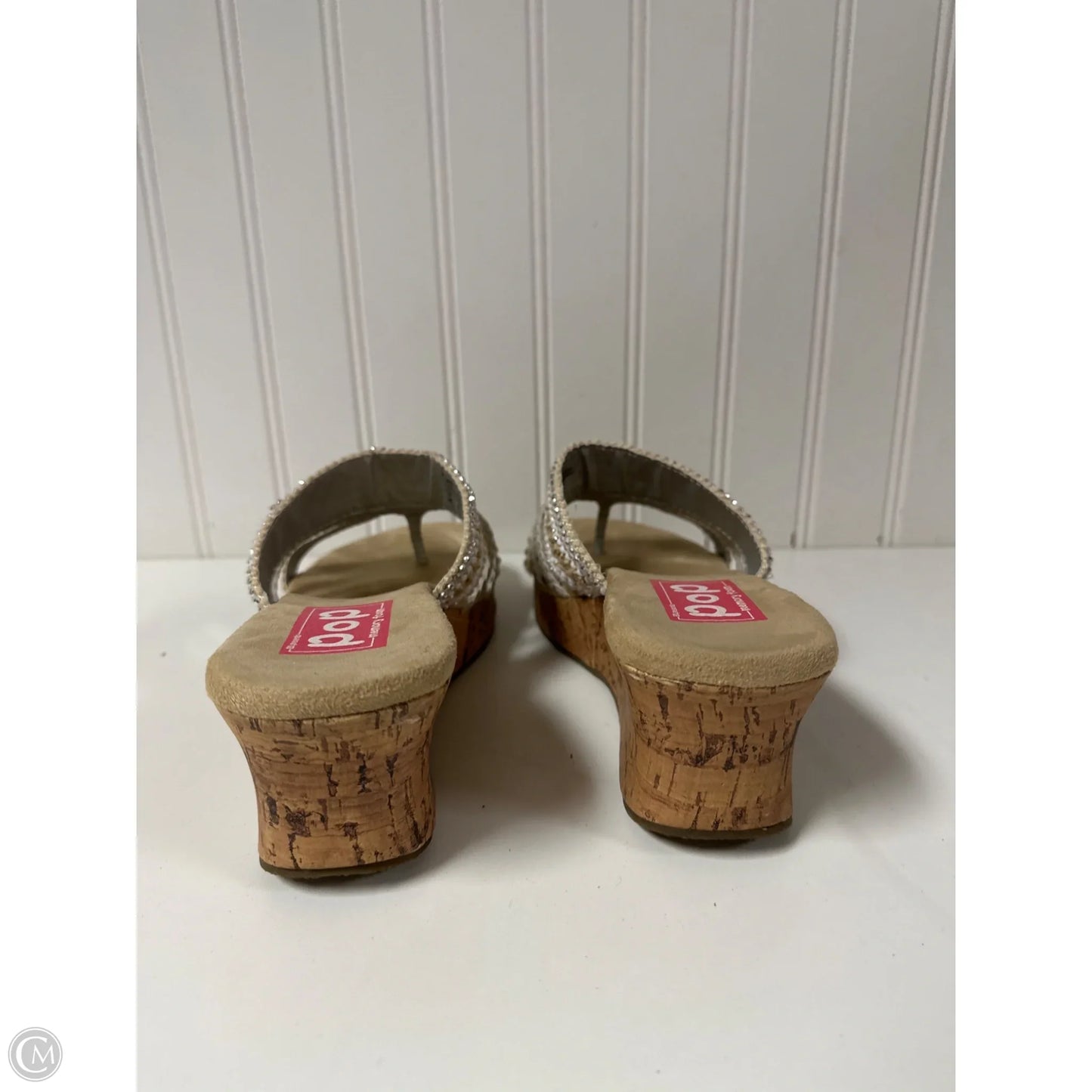 Sandals Heels Wedge By Clothes Mentor In Cream, Size: 8