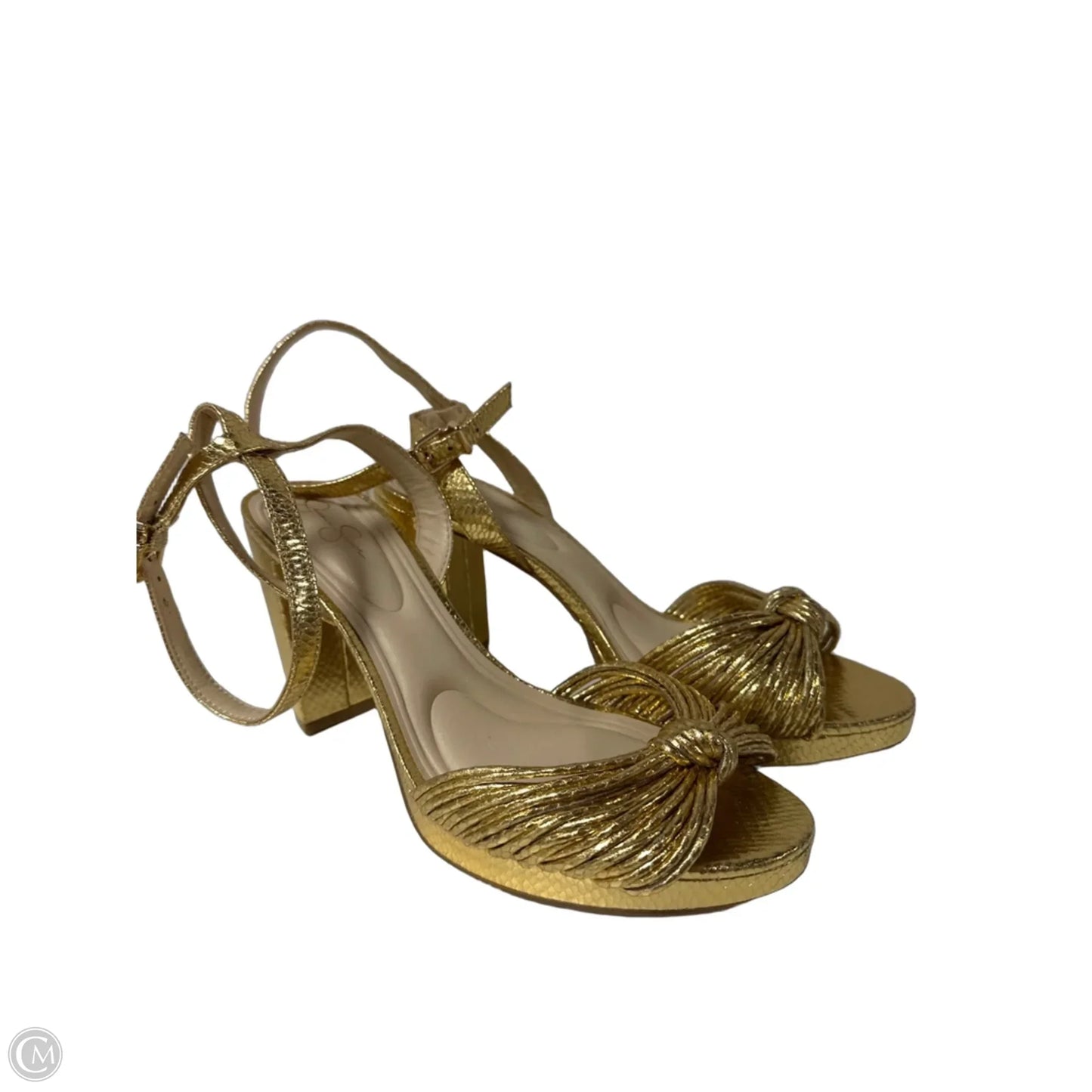 Sandals Heels Block By Jessica Simpson In Gold, Size: 12