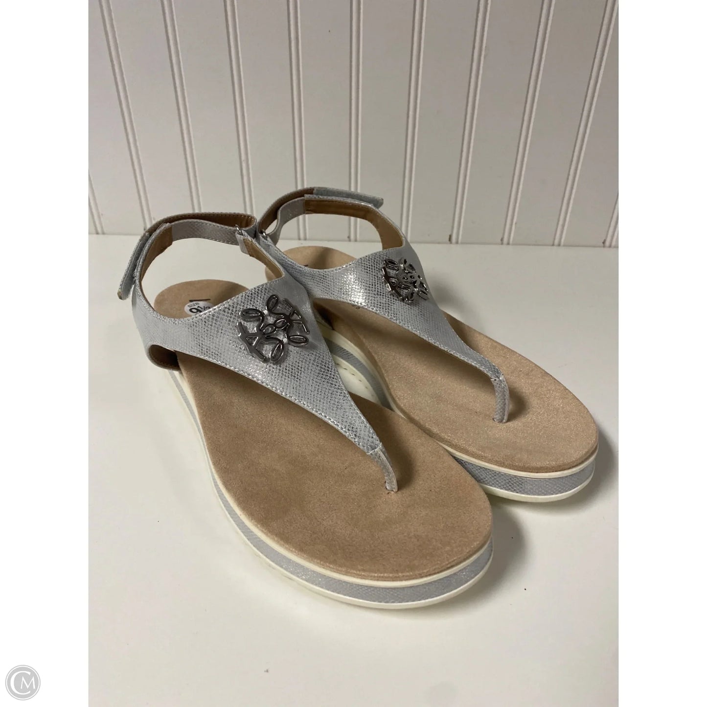 Sandals Heels Platform By Life Stride In Silver, Size: 9.5