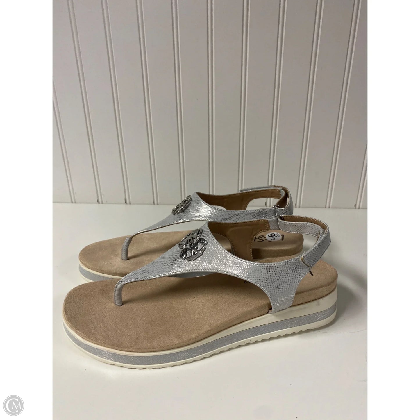Sandals Heels Platform By Life Stride In Silver, Size: 9.5