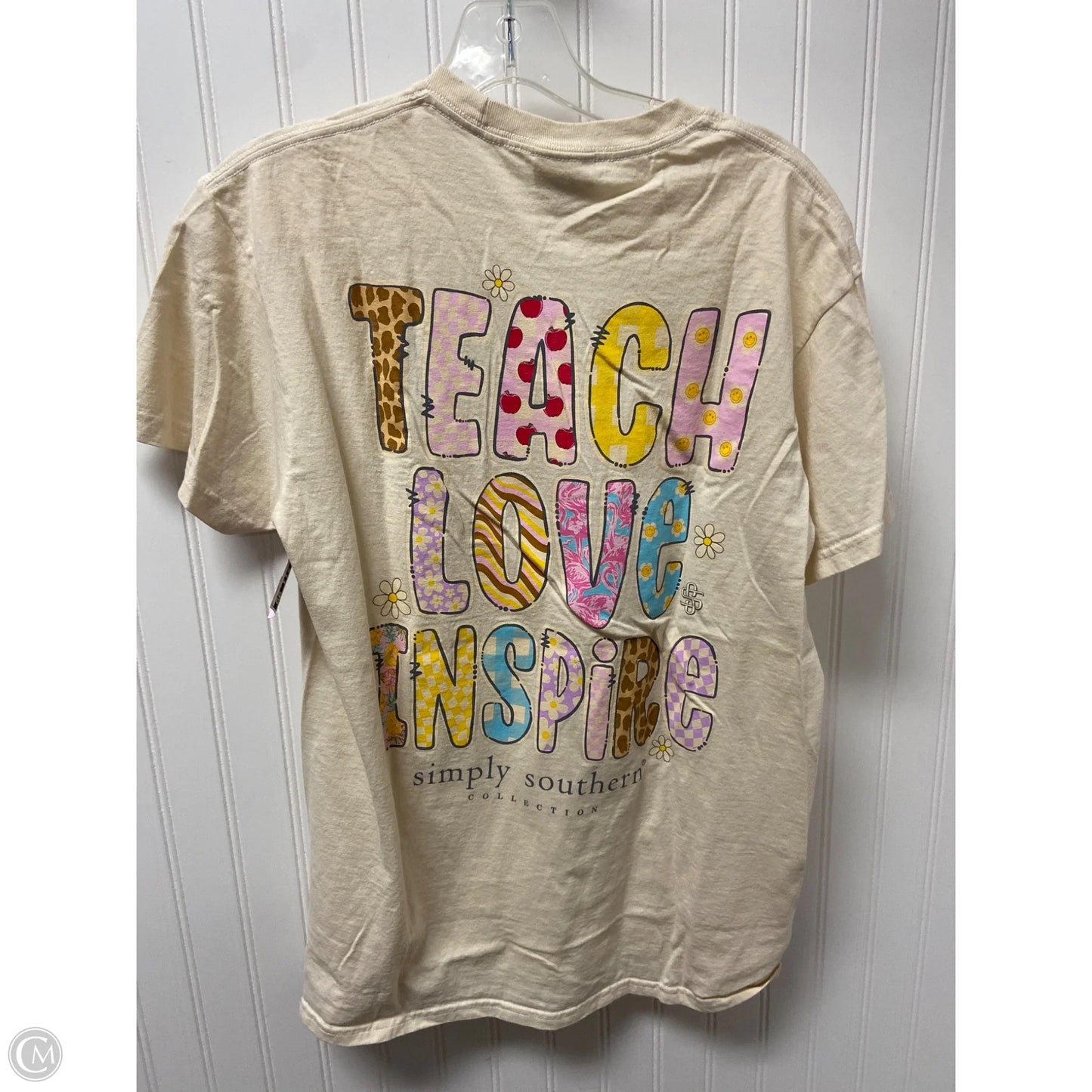 Top Short Sleeve By Simply Southern In Cream, Size: M