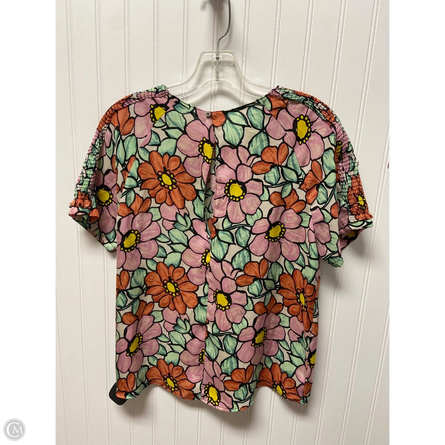 Top Short Sleeve By Zara In Floral Print, Size: S