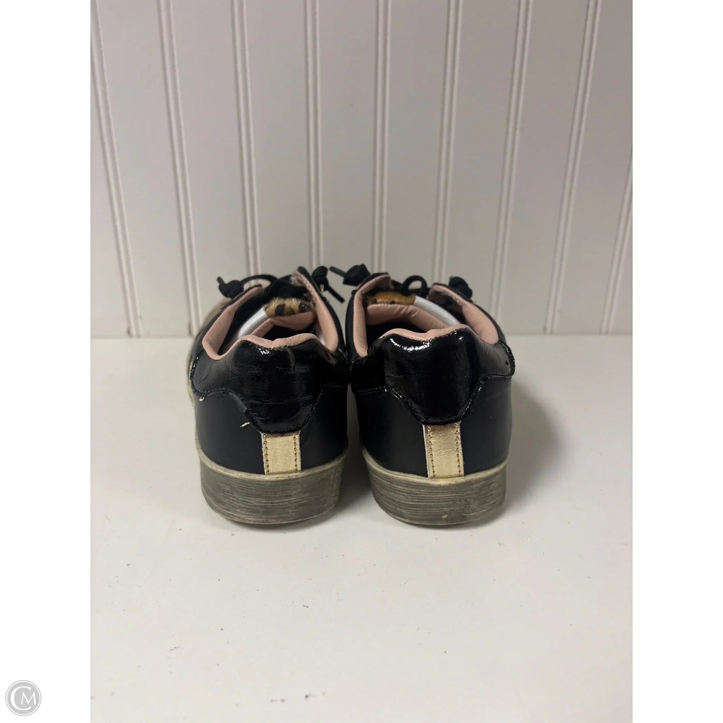 Shoes Sneakers By Miss Sixty In Black & Gold, Size: 6.5