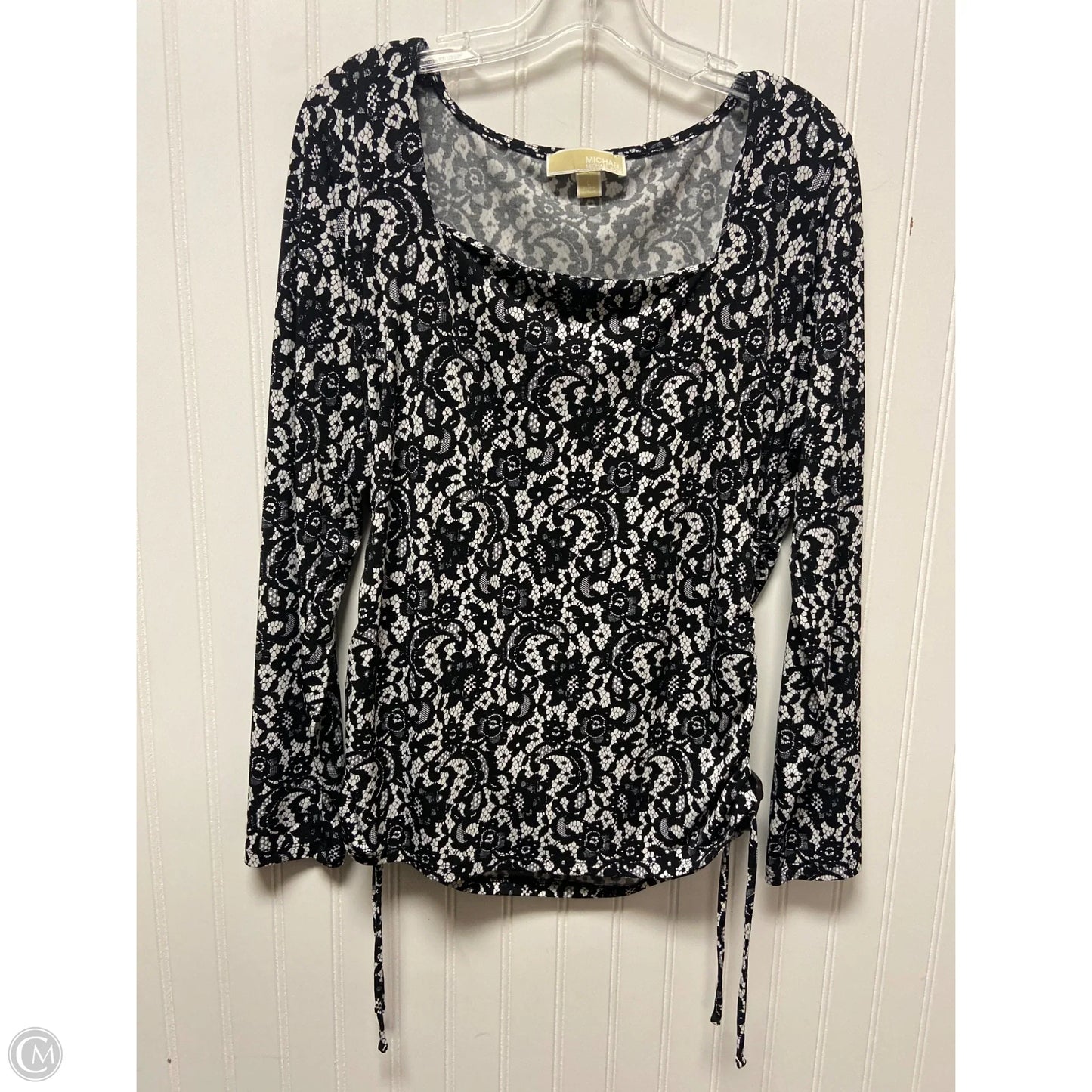 Top Long Sleeve By Michael By Michael Kors In Black & White, Size: L