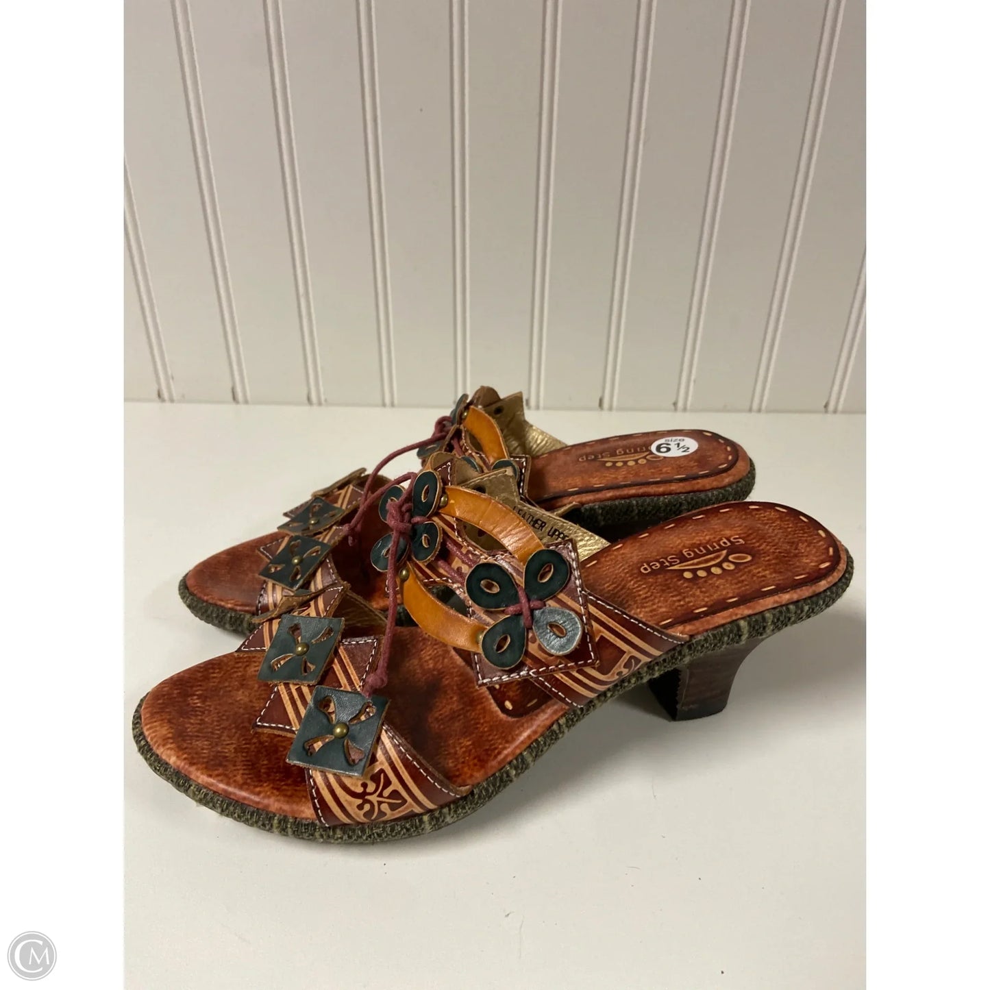 Sandals Heels Block By Spring Step In Multi-colored, Size: 6.5