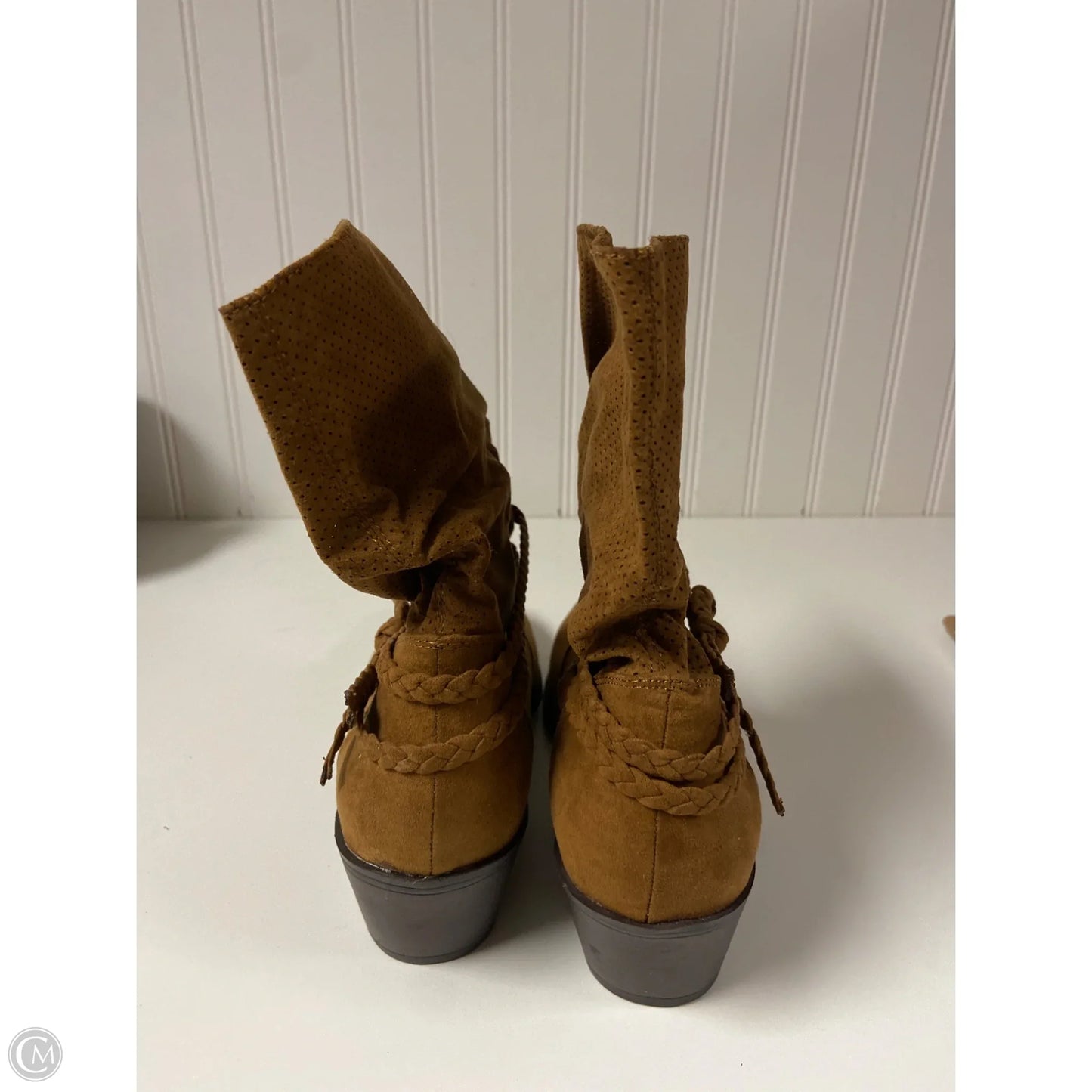 Boots Ankle Heels By Just Fab In Tan, Size: 8