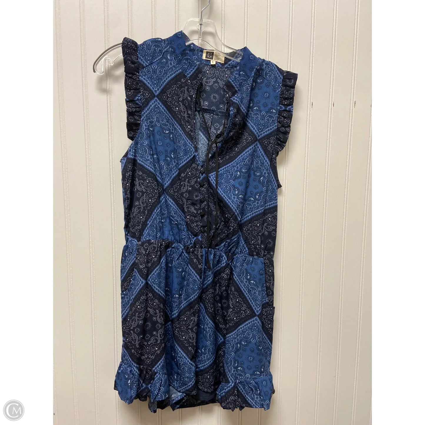 Romper By Clothes Mentor In Black & Blue, Size: L
