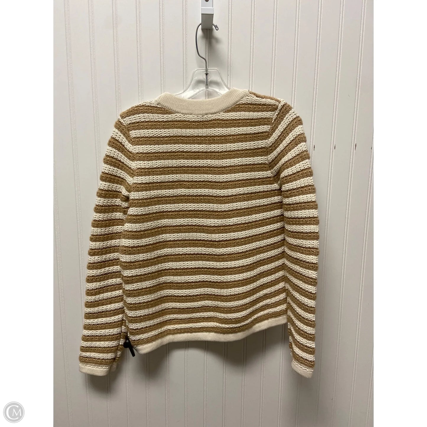 Sweater Cardigan By Talbots In Striped Pattern, Size: Mp