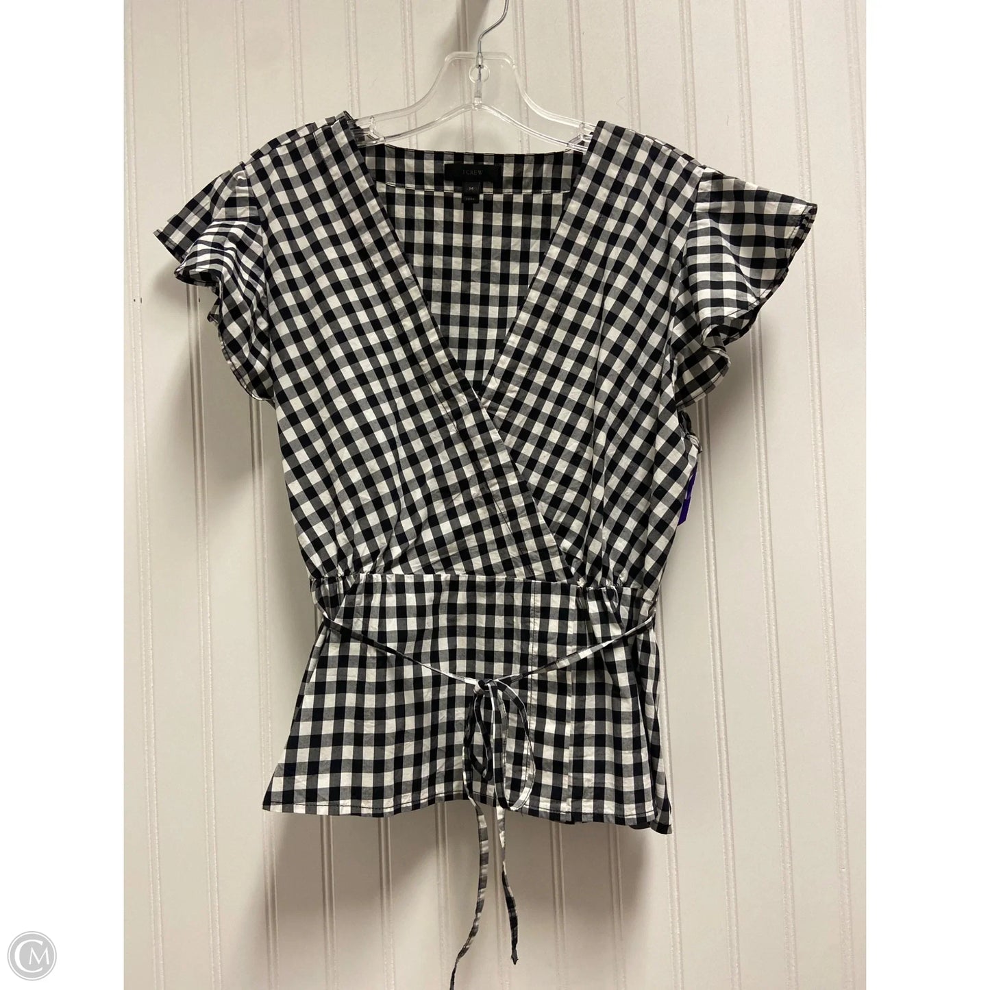 Top Short Sleeve By J. Crew In Plaid Pattern, Size: L