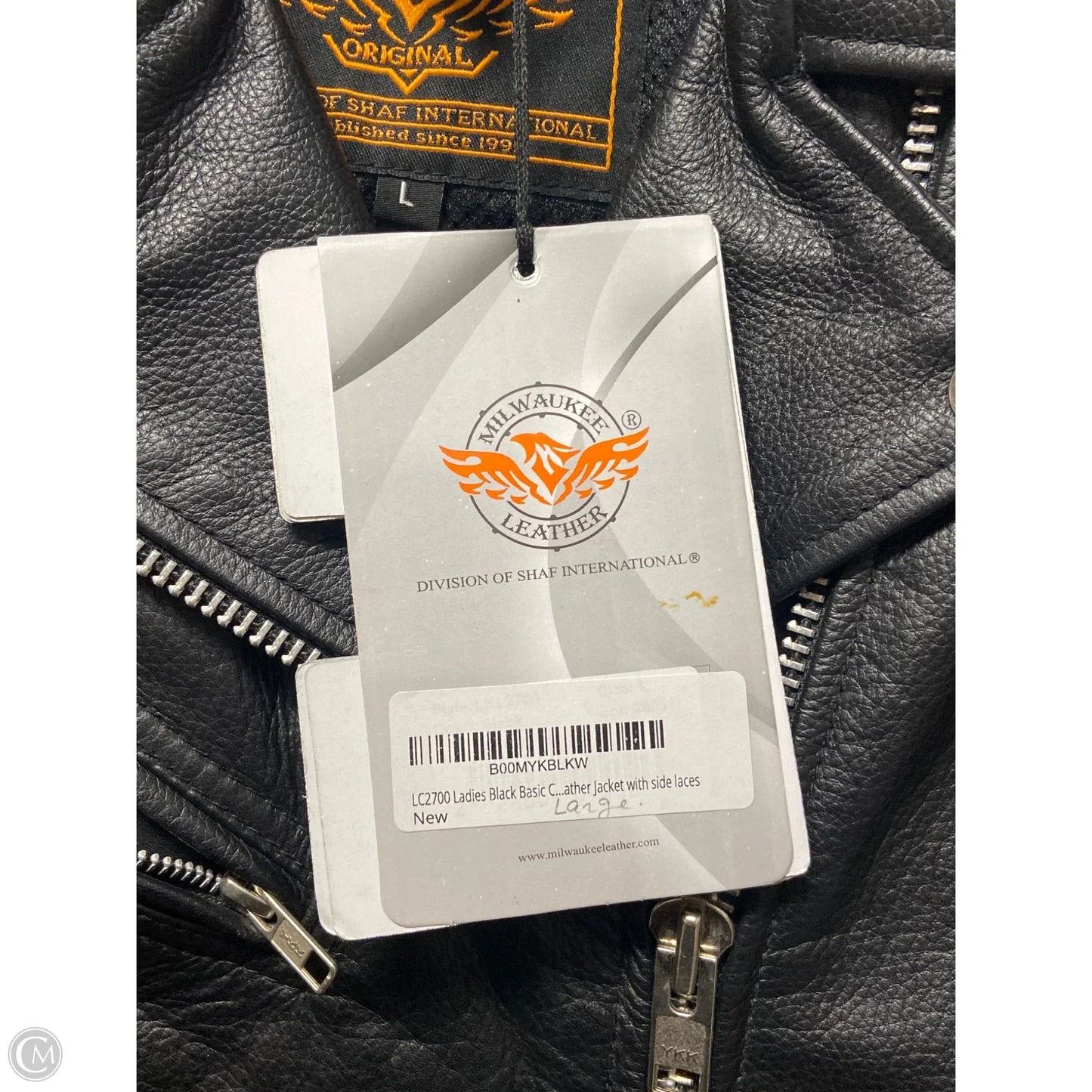 Jacket Leather By Clothes Mentor In Black, Size: L
