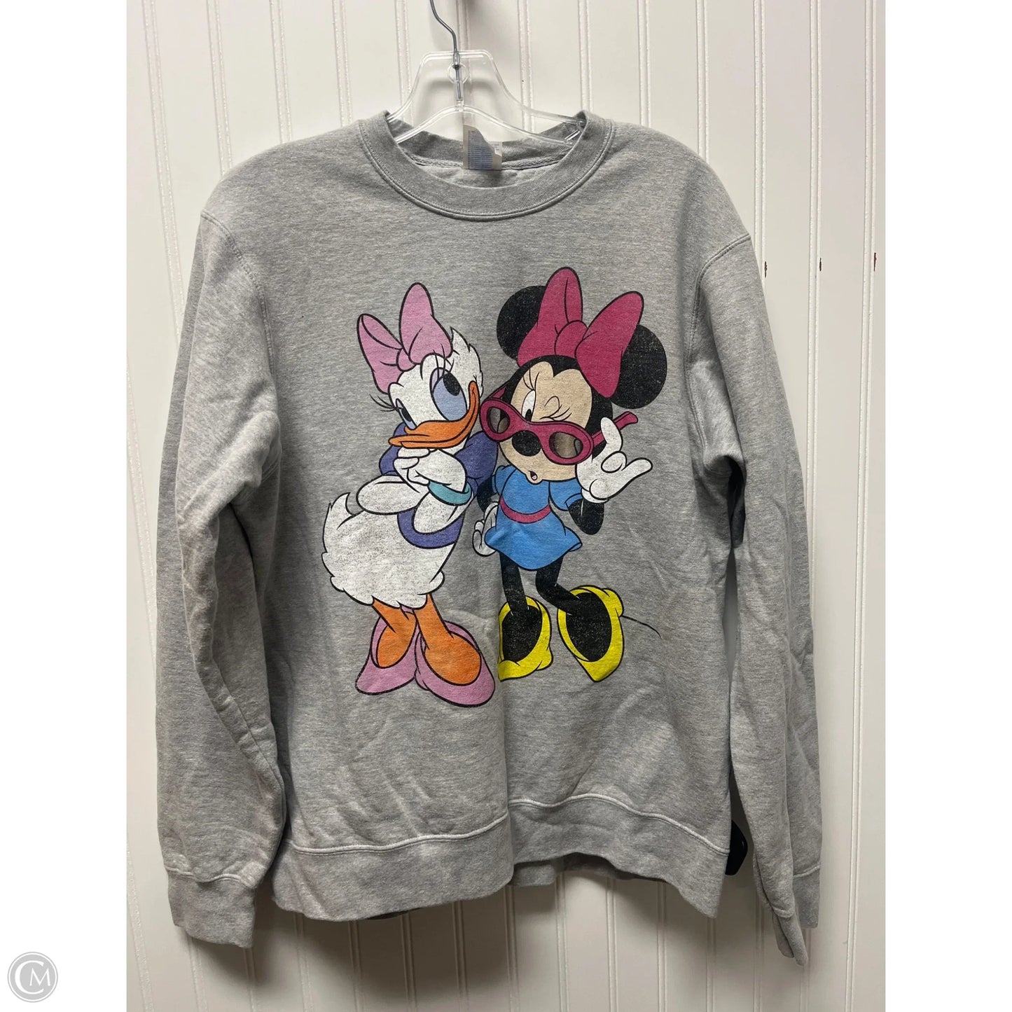 Sweatshirt Crewneck By Disney In Grey, Size: M