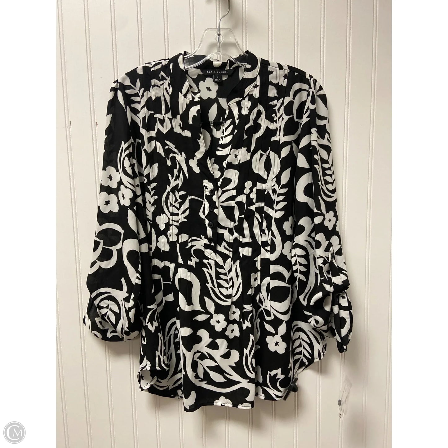 Top Long Sleeve By Zac And Rachel In Black & White, Size: S