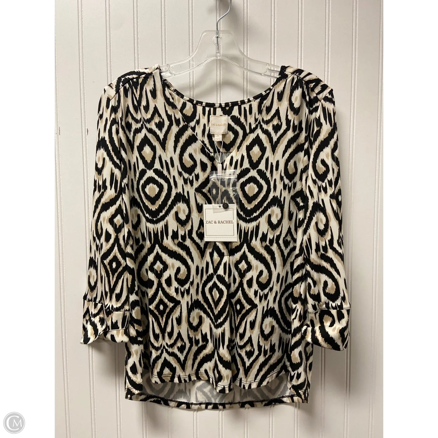 Top Long Sleeve By Zac And Rachel In Black & Cream, Size: S