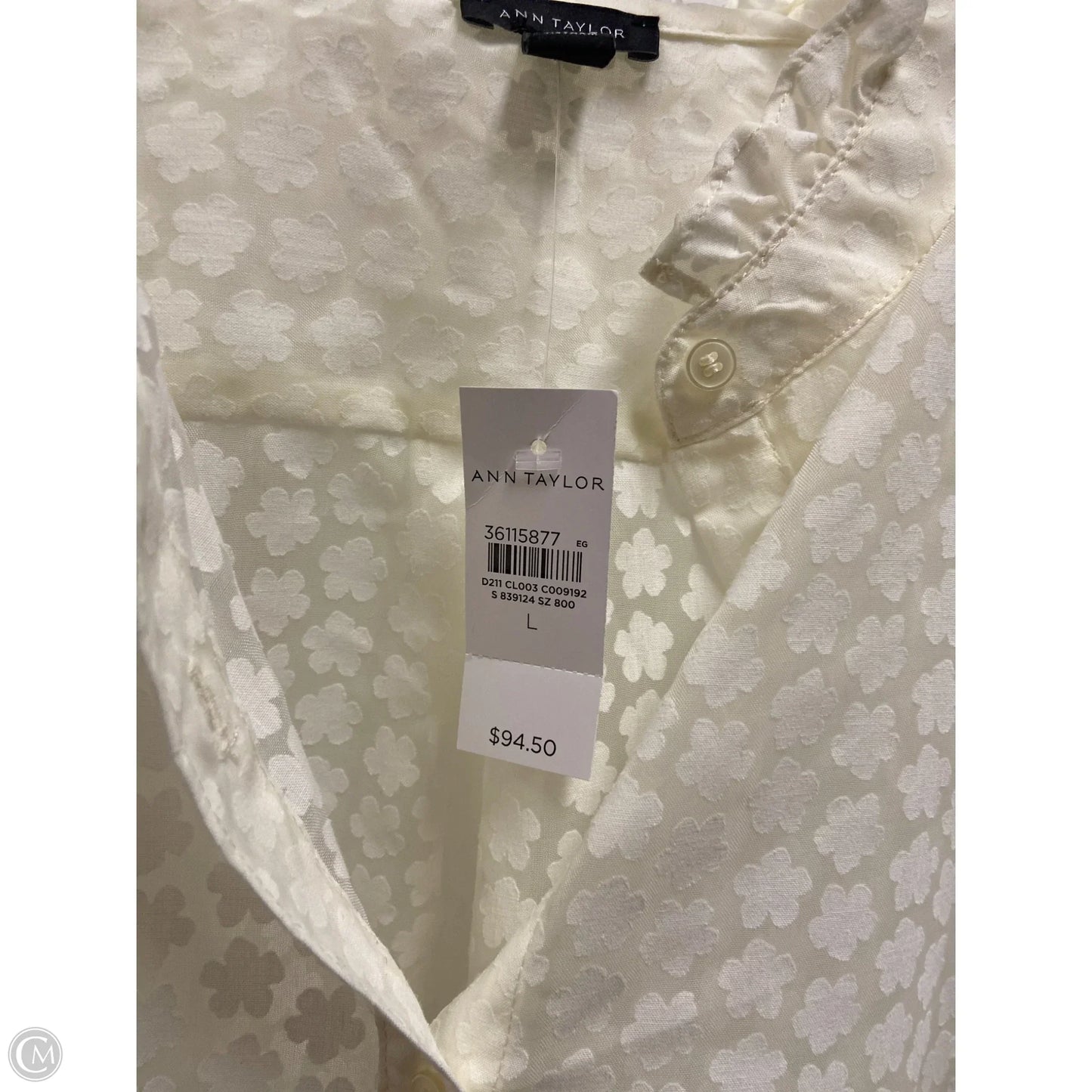 Top Long Sleeve By Ann Taylor In Cream, Size: L