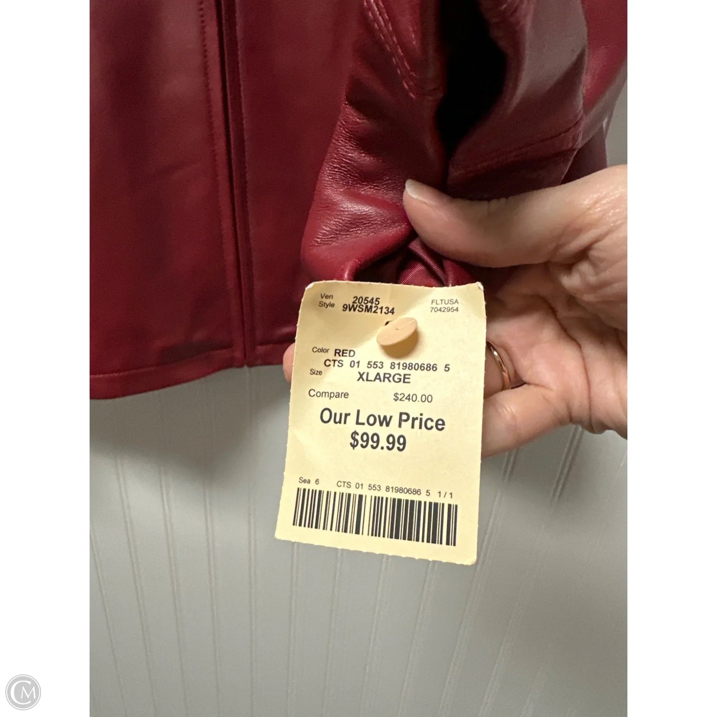 Jacket Leather By Nine West In Red, Size: Xl
