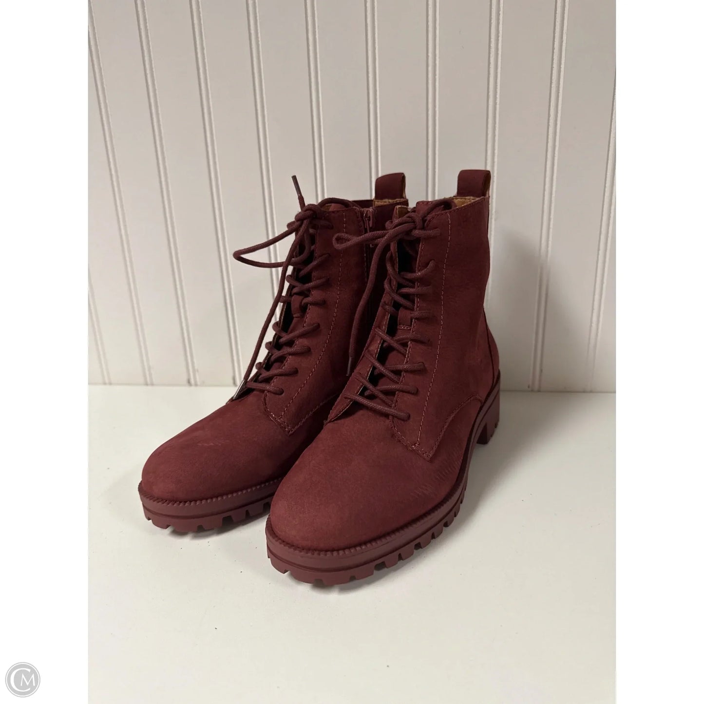 Boots Combat By Lucky Brand In Maroon, Size: 8