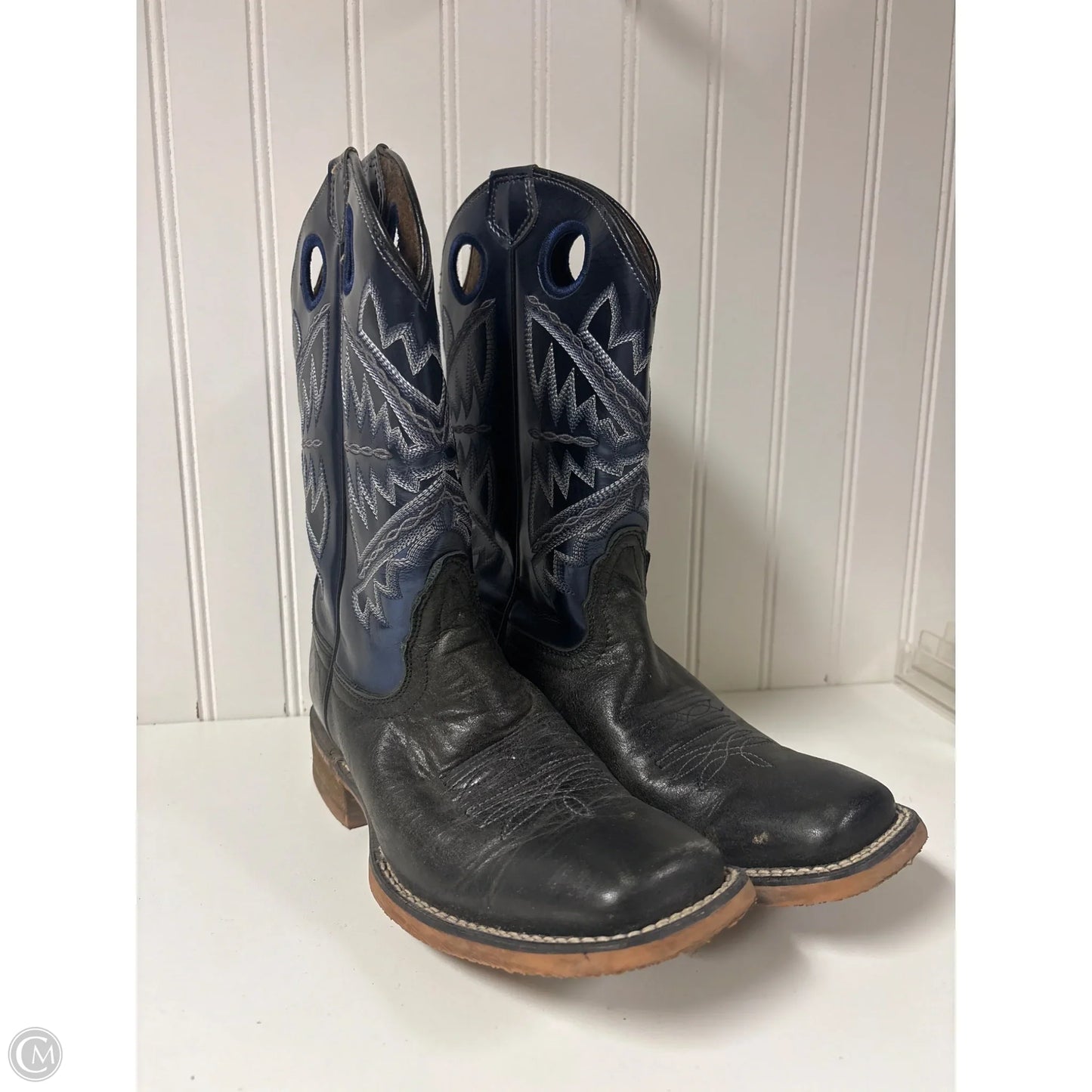 Boots Mid-calf Heels By Cmc In Black & Blue, Size: 7