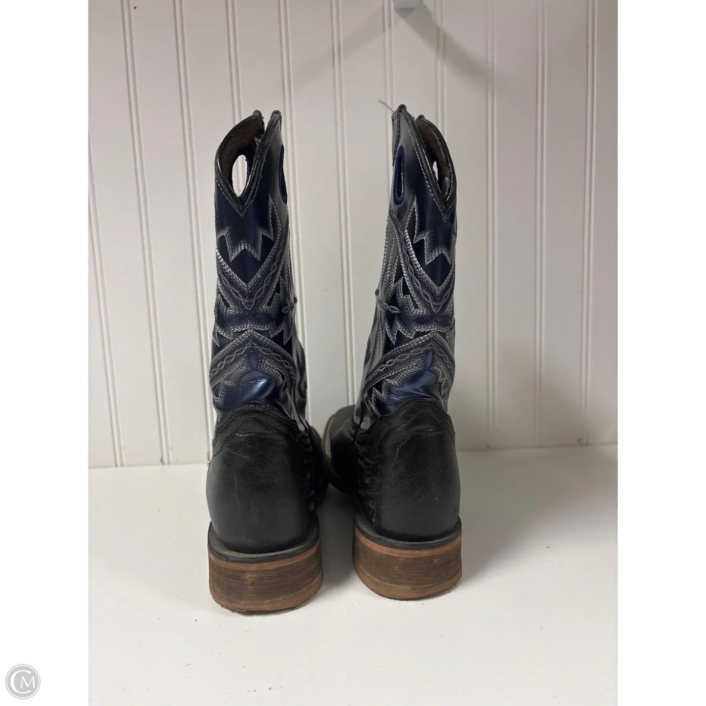Boots Mid-calf Heels By Cmc In Black & Blue, Size: 7