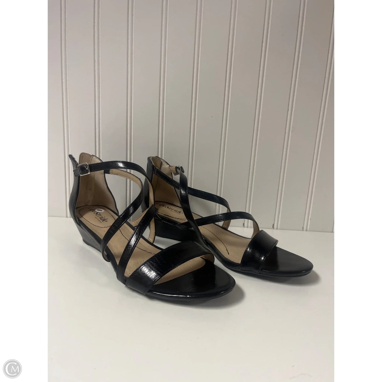 Sandals Heels Wedge By Life Stride In Black, Size: 9