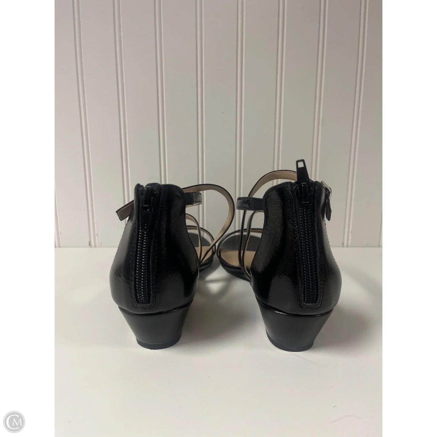 Sandals Heels Wedge By Life Stride In Black, Size: 9